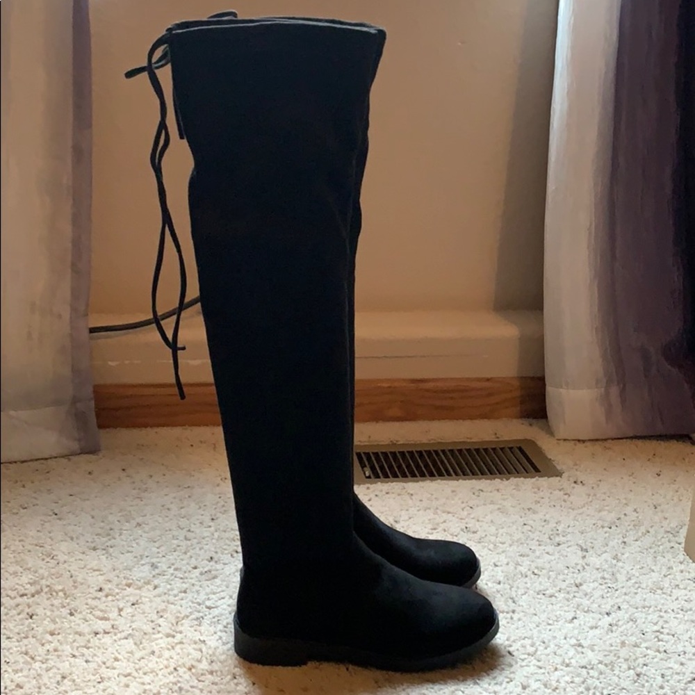 Black thigh high boots